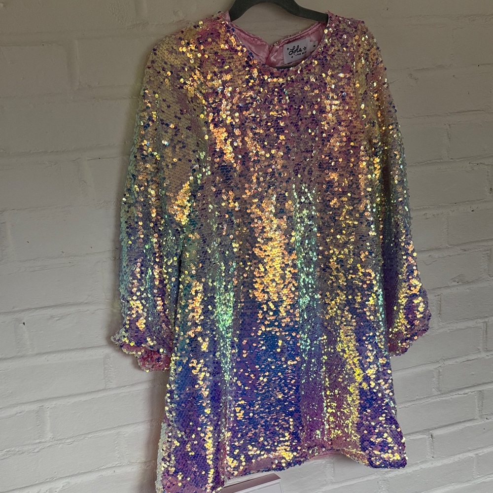 Lola & The Boys Sequin Ombré Girls Dress
